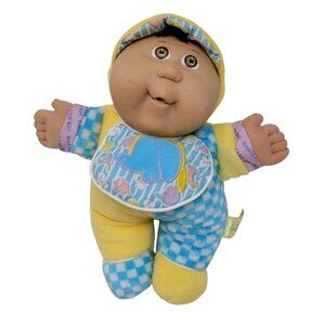 Vintage 80s Hasbro Cabbage Patch Kids Babyland Doll Dinosaur Bib Rattle Brown